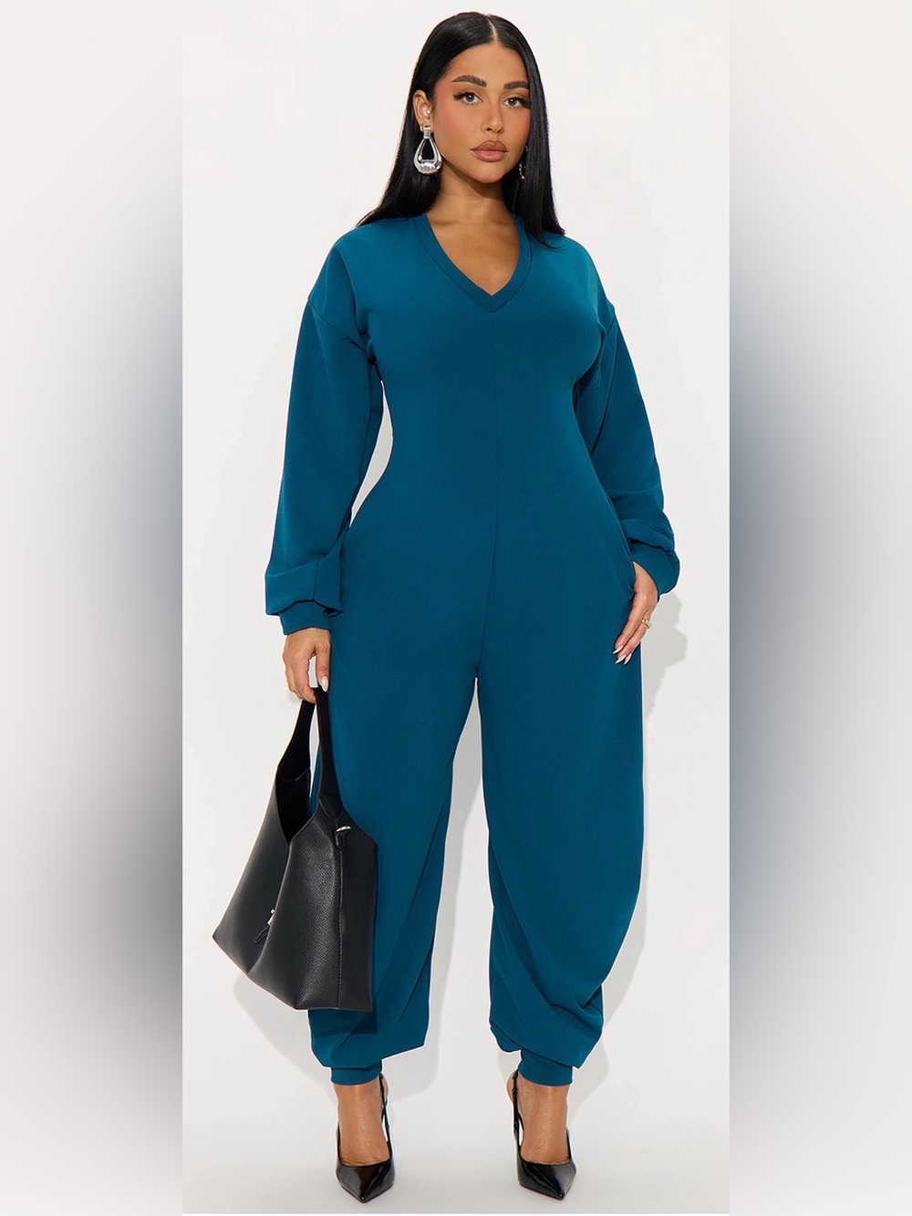 Let’s Chill Barrel Leg - V-Neck Long-Sleeve Jumpsuit